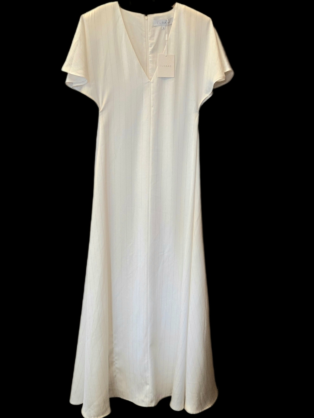 Curaae White Silver Maxi Dress Size Small NWT Flaws